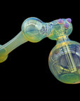 Close-up of Silver Sidecar Fumed Hammer Pipe in Purple Slime