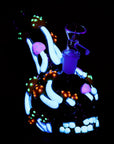 Glow-in-the-dark effect on Skull Full of Shrooms Glass Water Bong