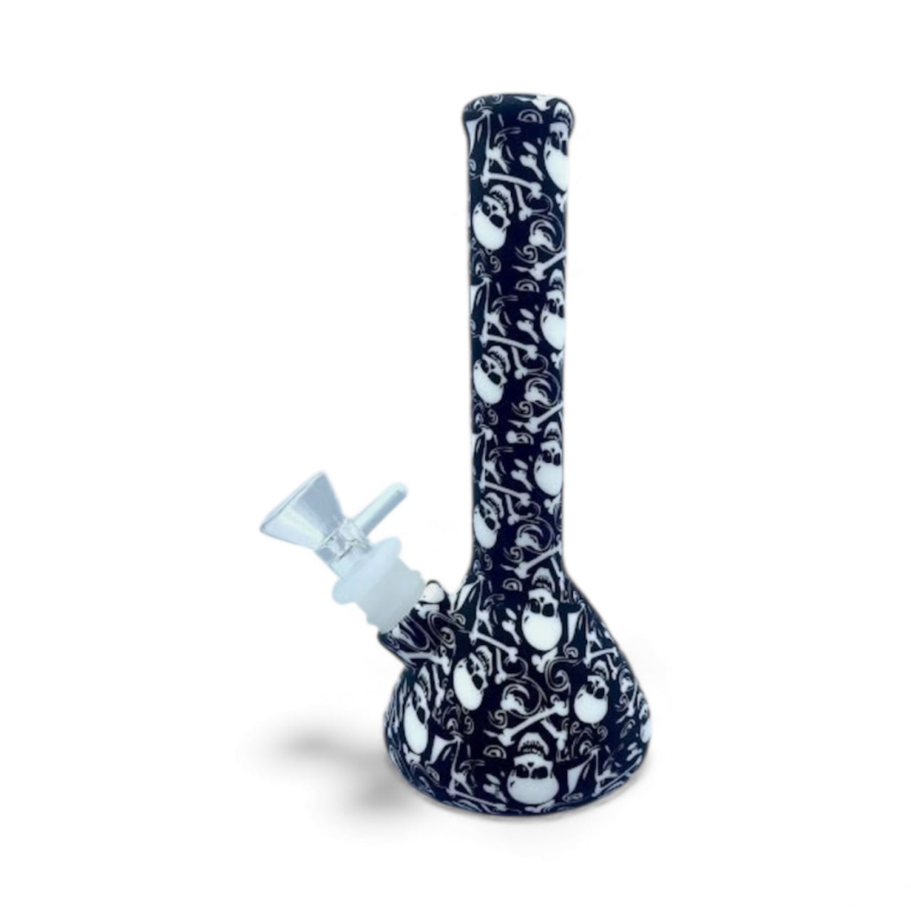 Skull Silicone Bong 7-inch portable beaker with black-and-white skull wrap