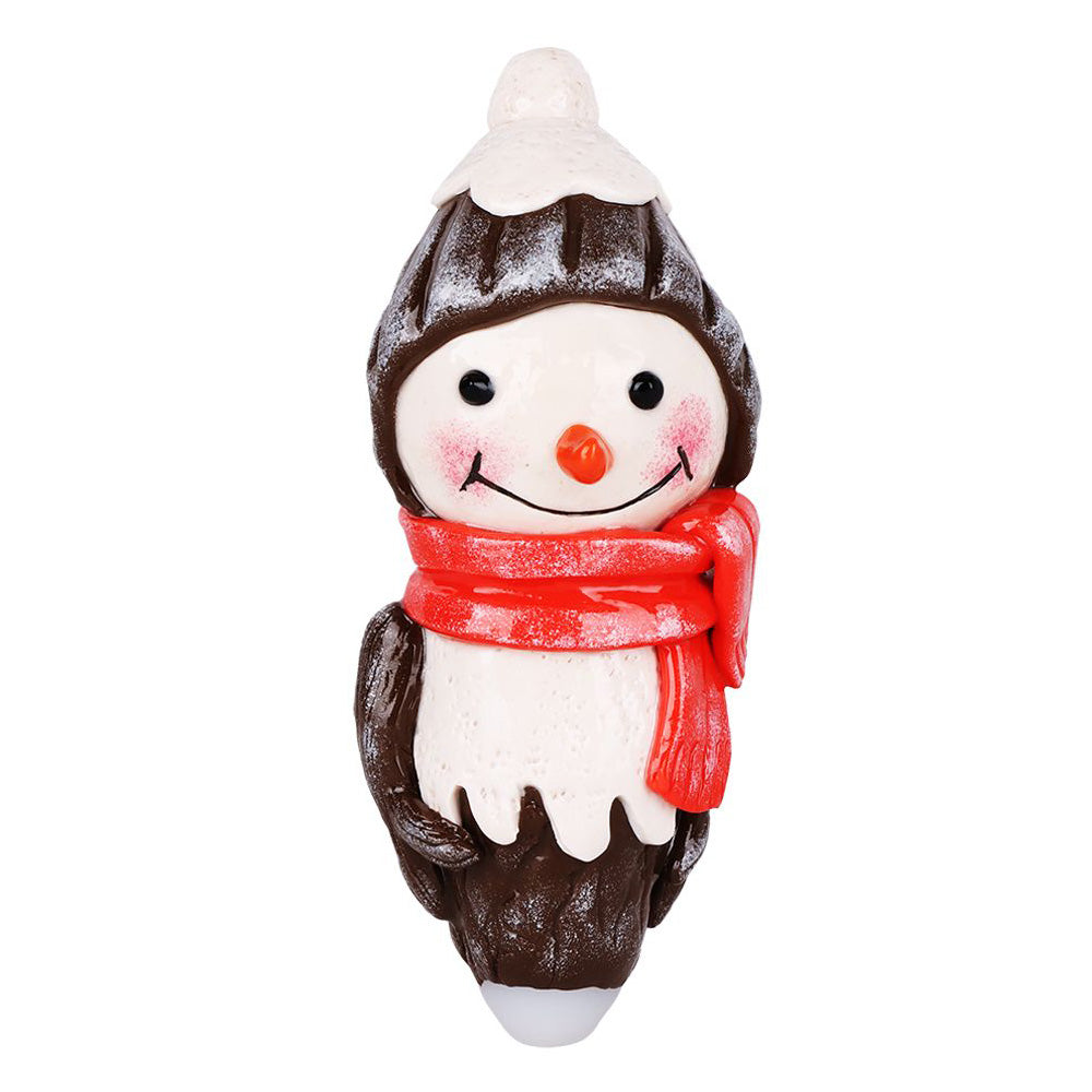 Front view of Snowman Enamel Resin Sculpted Spoon Pipe