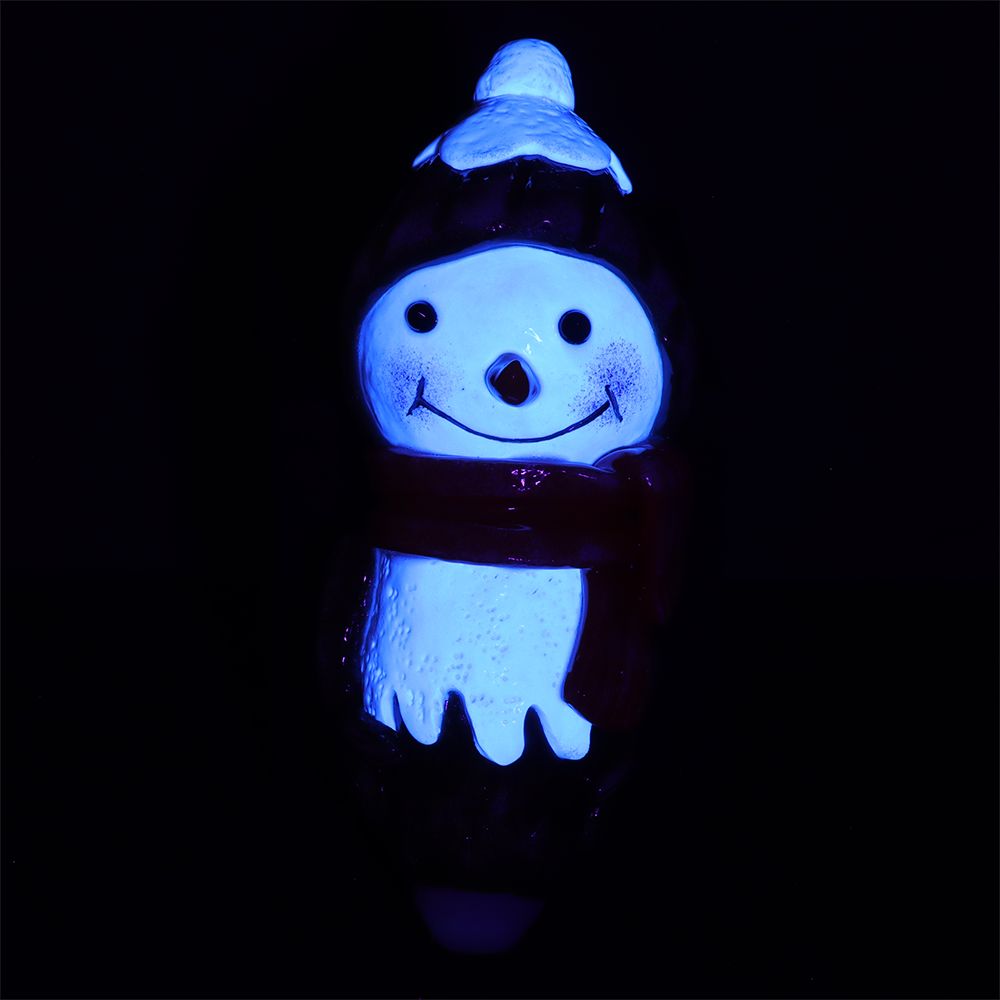 Snowman Enamel Resin Sculpted Spoon Pipe with UV reactive accents