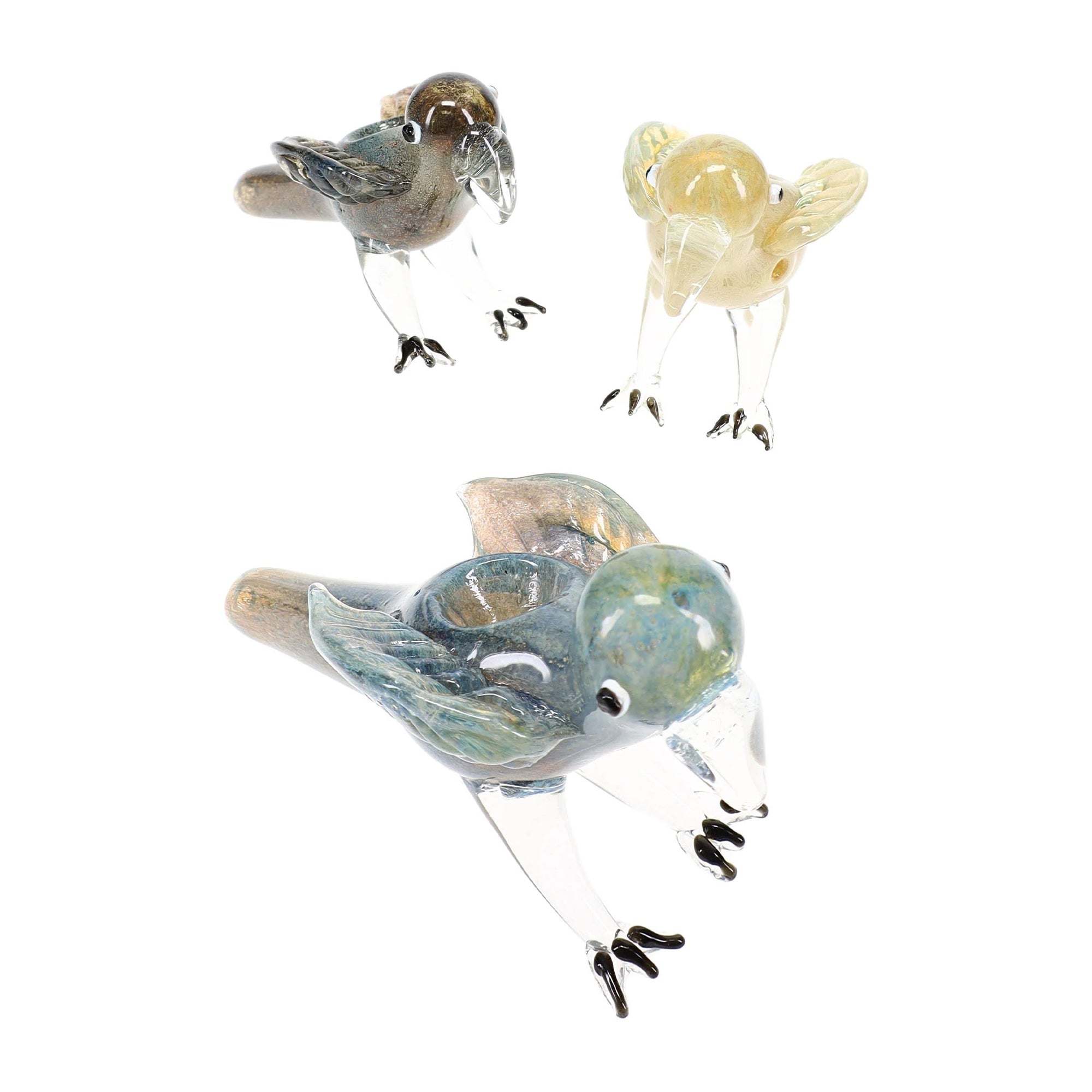 Songbird Silver Fumed Glass Bird Hand Pipe