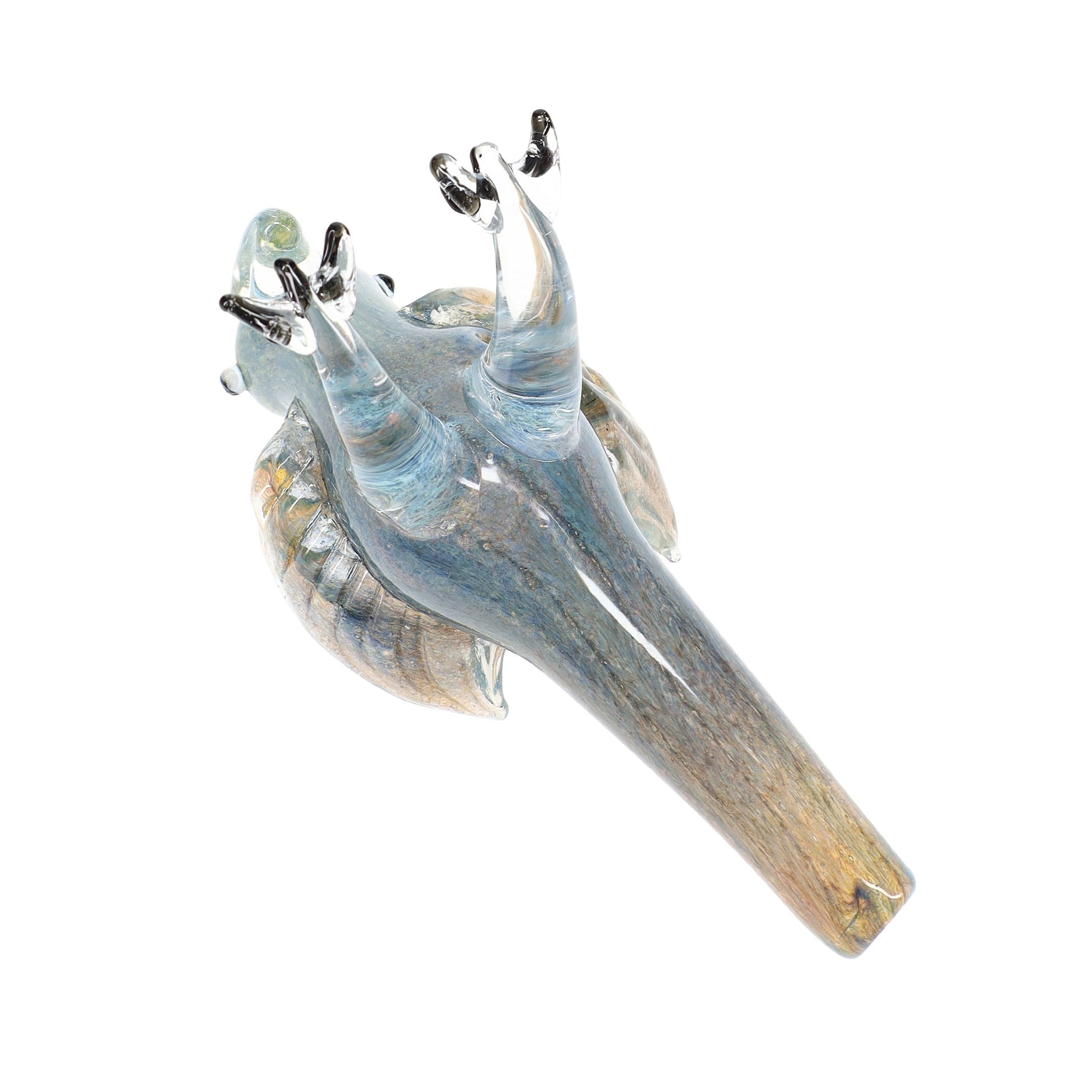 Bottom of Silver Fumed Glass Bird Hand Pipe