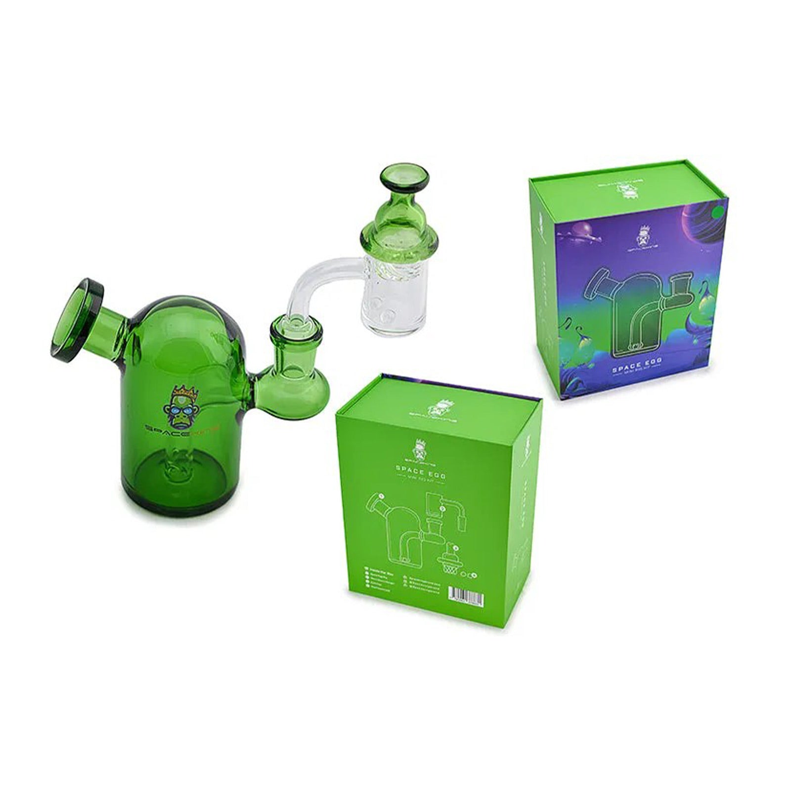 Space Egg Glass Mini Rig green packaging