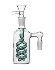 Spiral Perc Ash Catcher in lake green color, 90-degree view