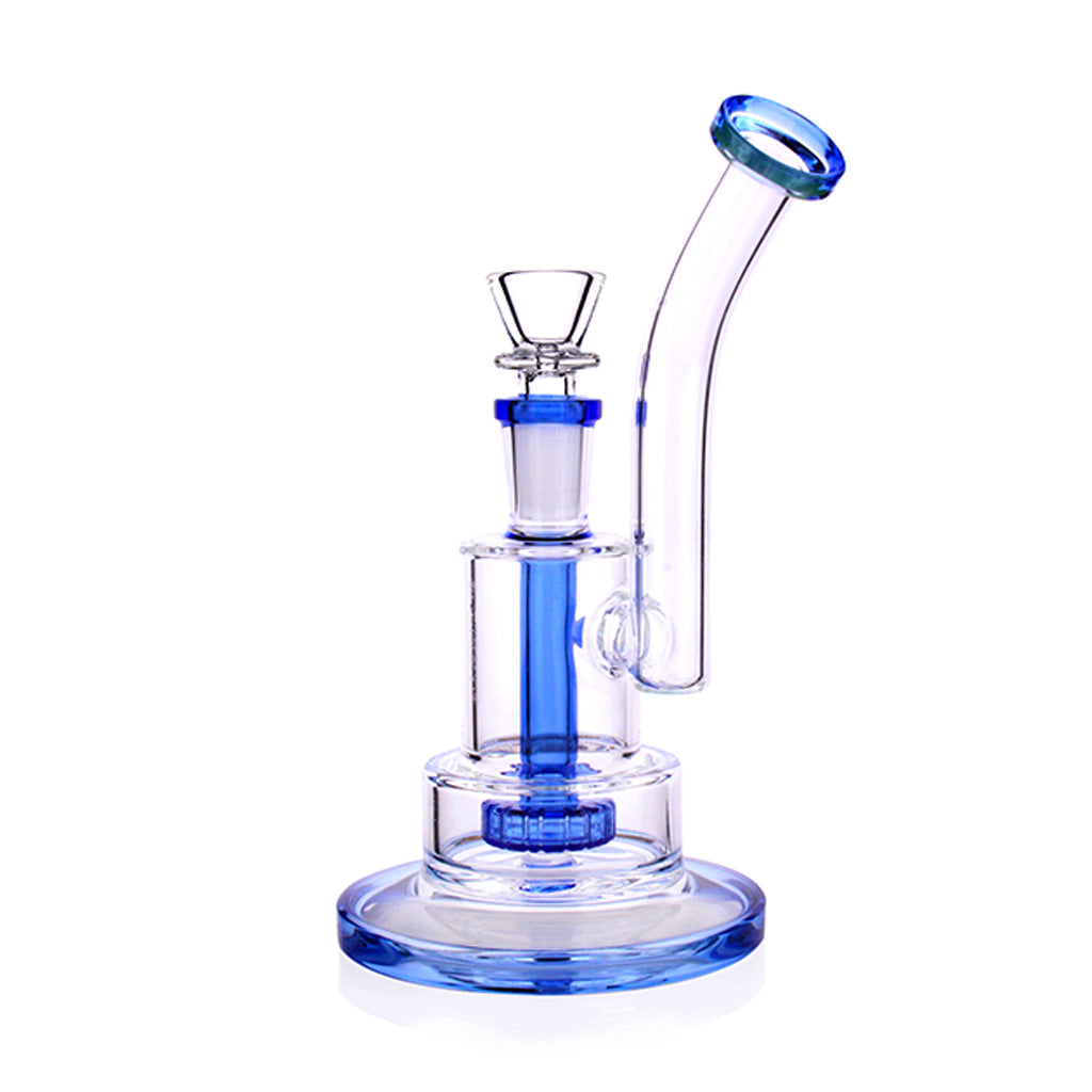 Stacked Chamber Water Bong in blue with showerhead percolator