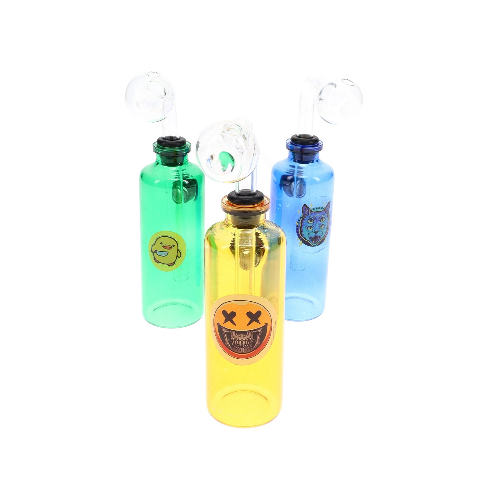 Sticker Pop Colored Glass Bottle Oil Burner Rig