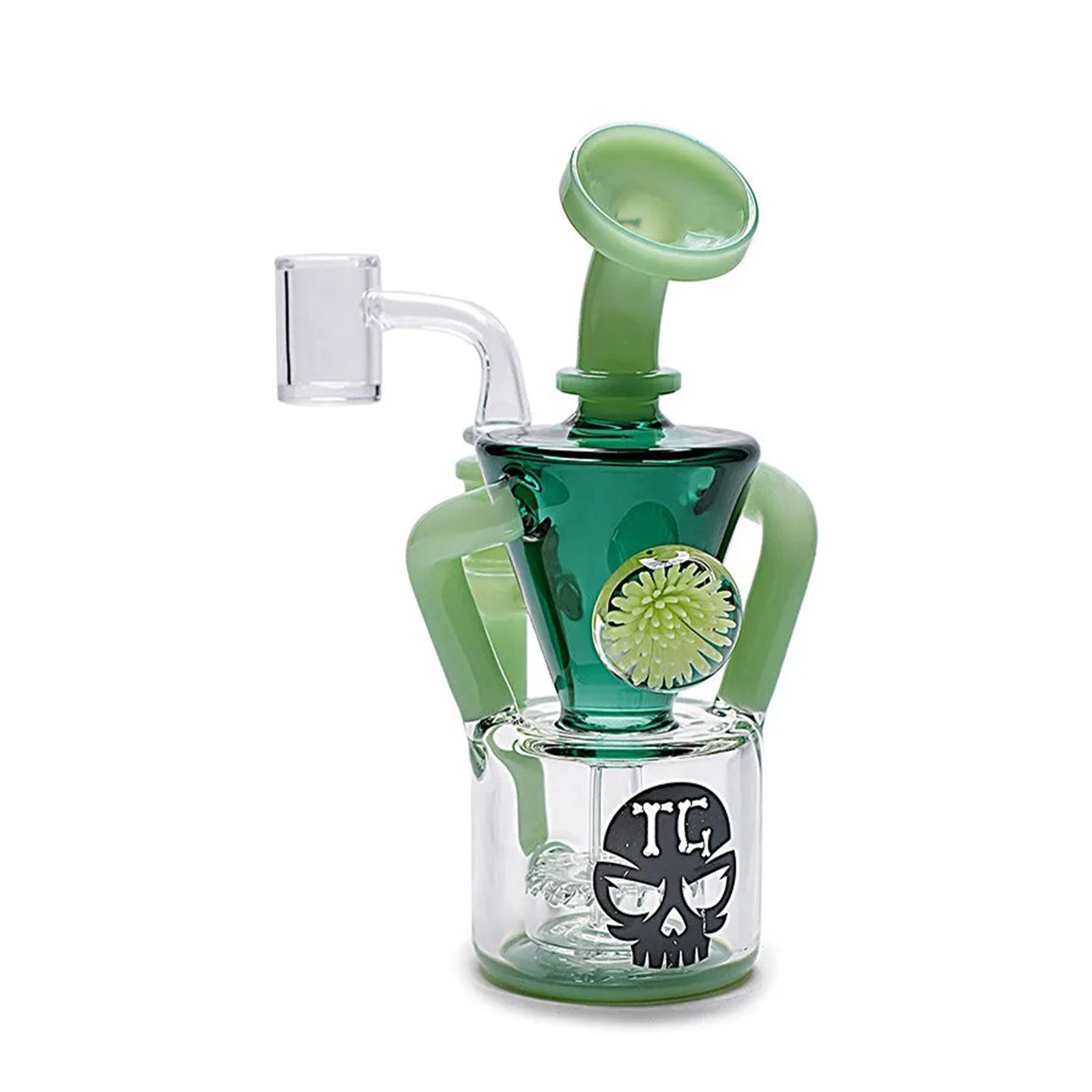 TOXIC Cone Flower Pendant Recycler Dab Rig in green color