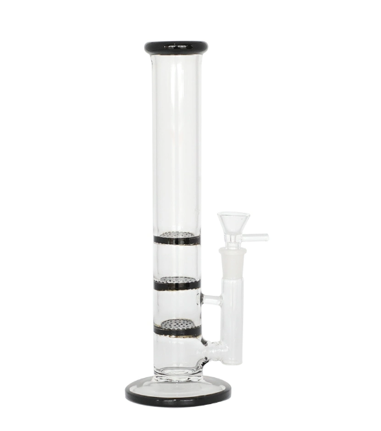 11 Inch Triple Honeycomb Perc Water Pipe front view with triple honeycomb discs