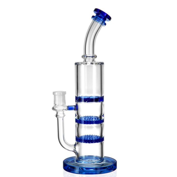 Blue Triple Perc Bong 11 inch