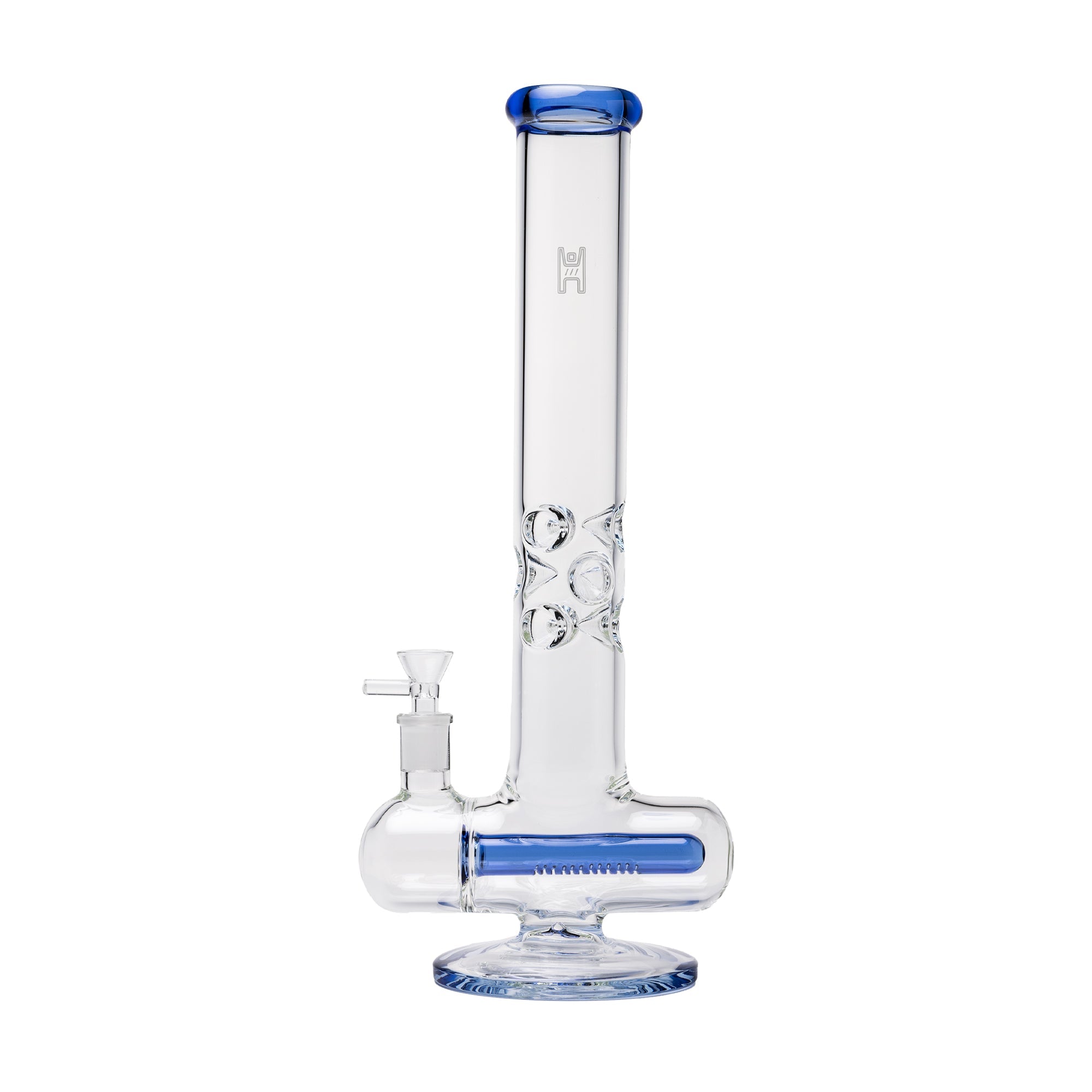 Tube Triple Ice Catch Inline Percolator Bong in light blue with 14mm flower bowl