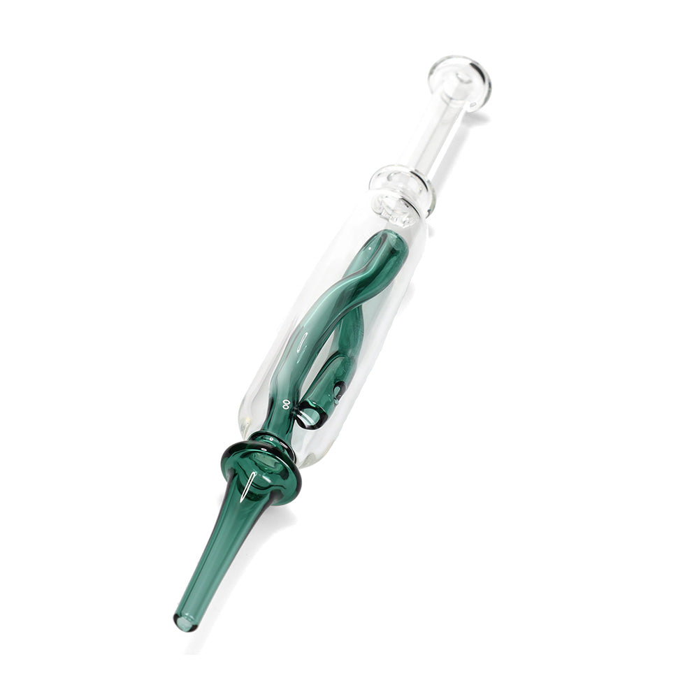 teal twist stem glass dab straw nectar collector