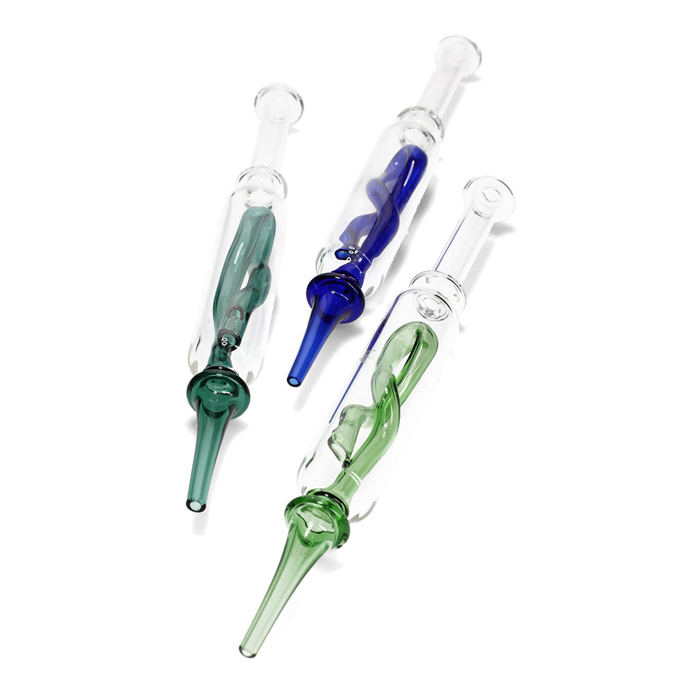teal twist stem glass dab straw
