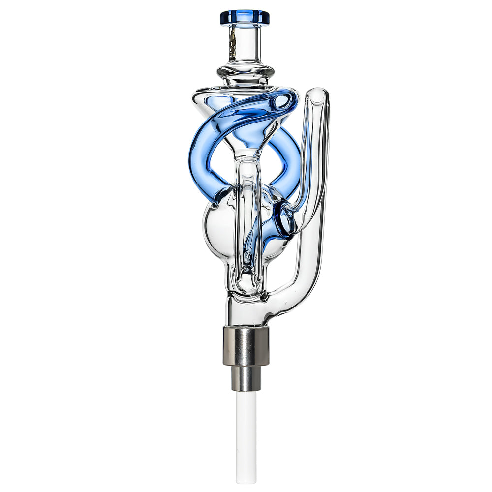 Twisted Spiral Recycler Glass Nectar Collector in Blue
