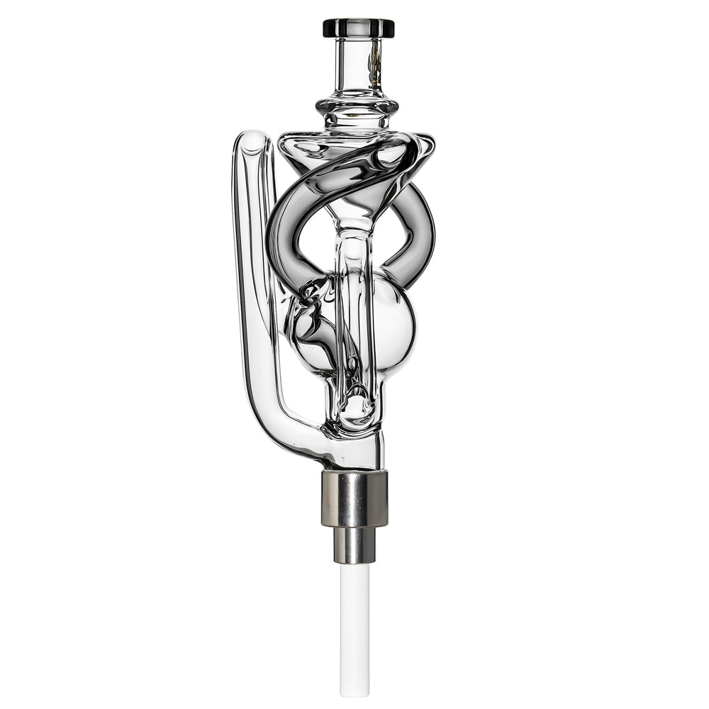 Twisted Spiral Recycler Glass Nectar Collector in Transparent Black