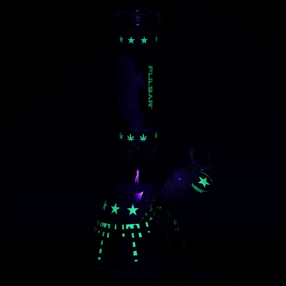 Uncle Eagle Sam Beaker Glass Water Pipe Glow In The Dark