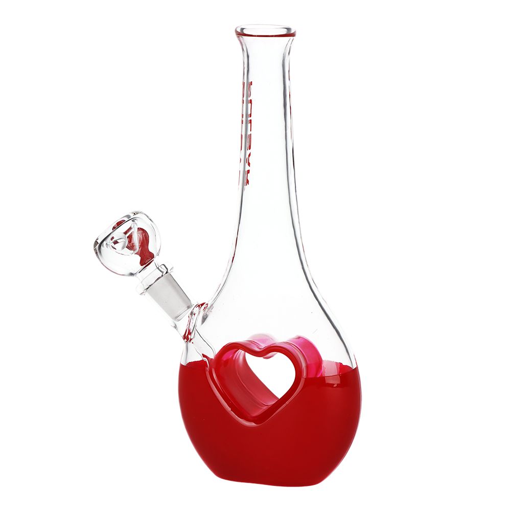 Side view of Valentines Heart Vase Water Bong