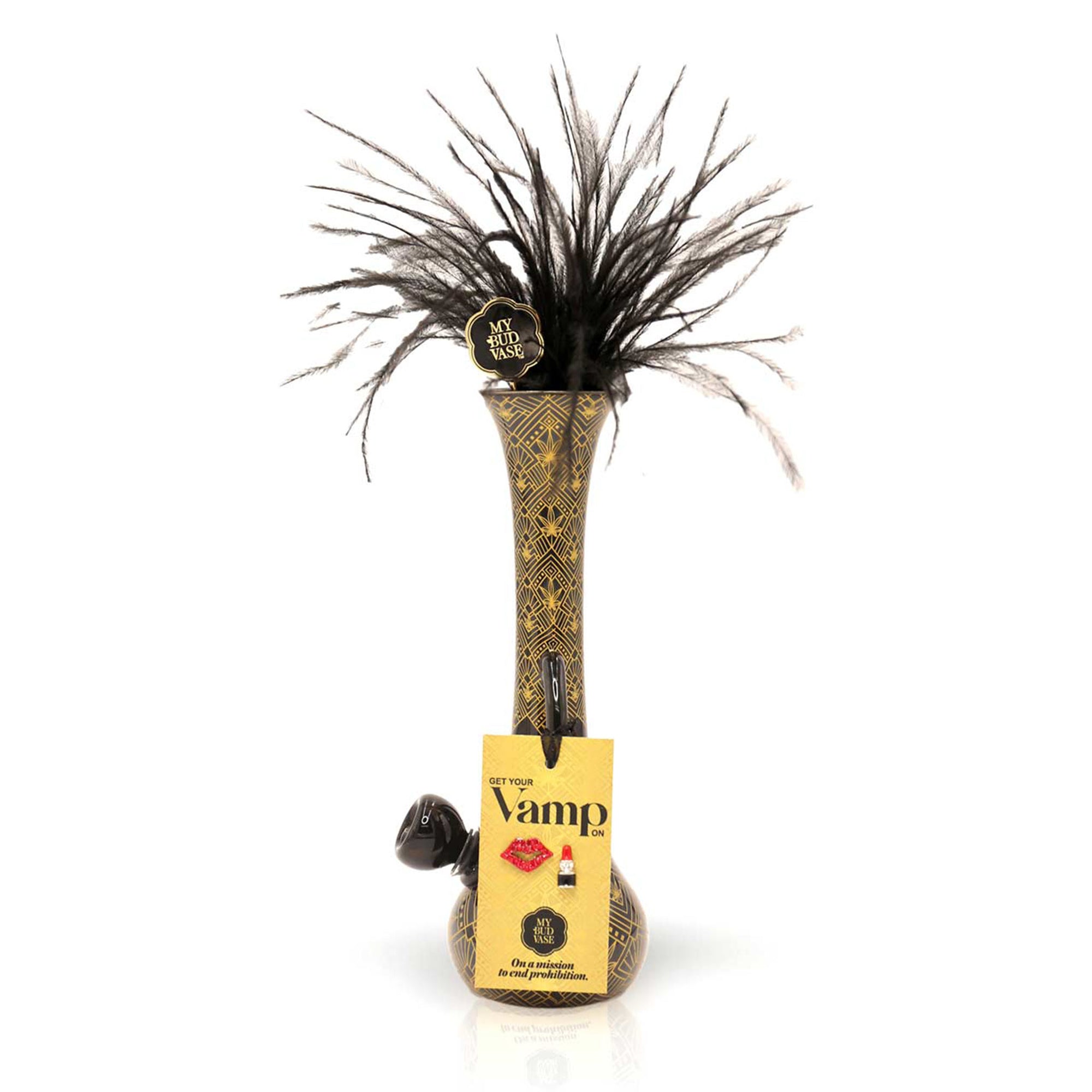 Side view of Vamp Black &amp; Gold Vase Bong