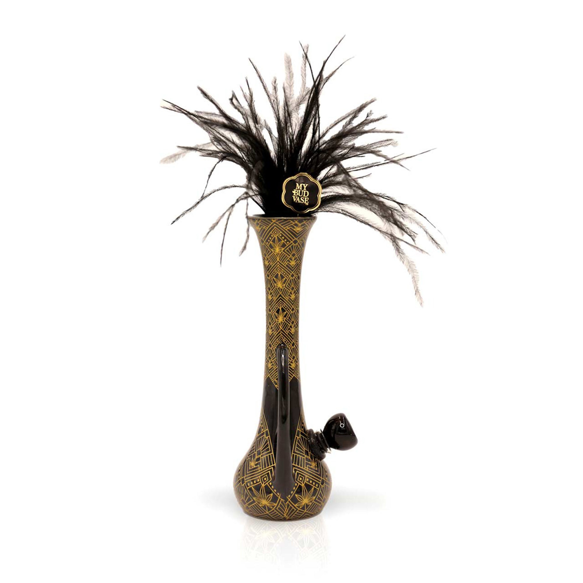 Side view of Vamp Black & Gold Vase Bong