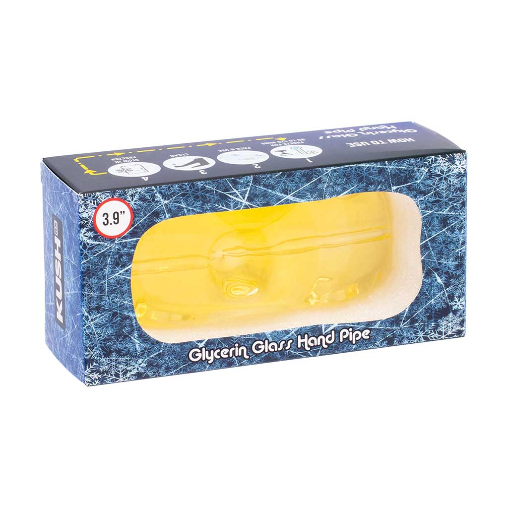 Yellow glass glycerin car hand pipe package on a white background