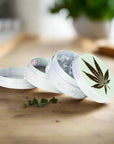 4 Parts Zinc Grinder White Rainbow Top Golden Stamp Leaf Design_1