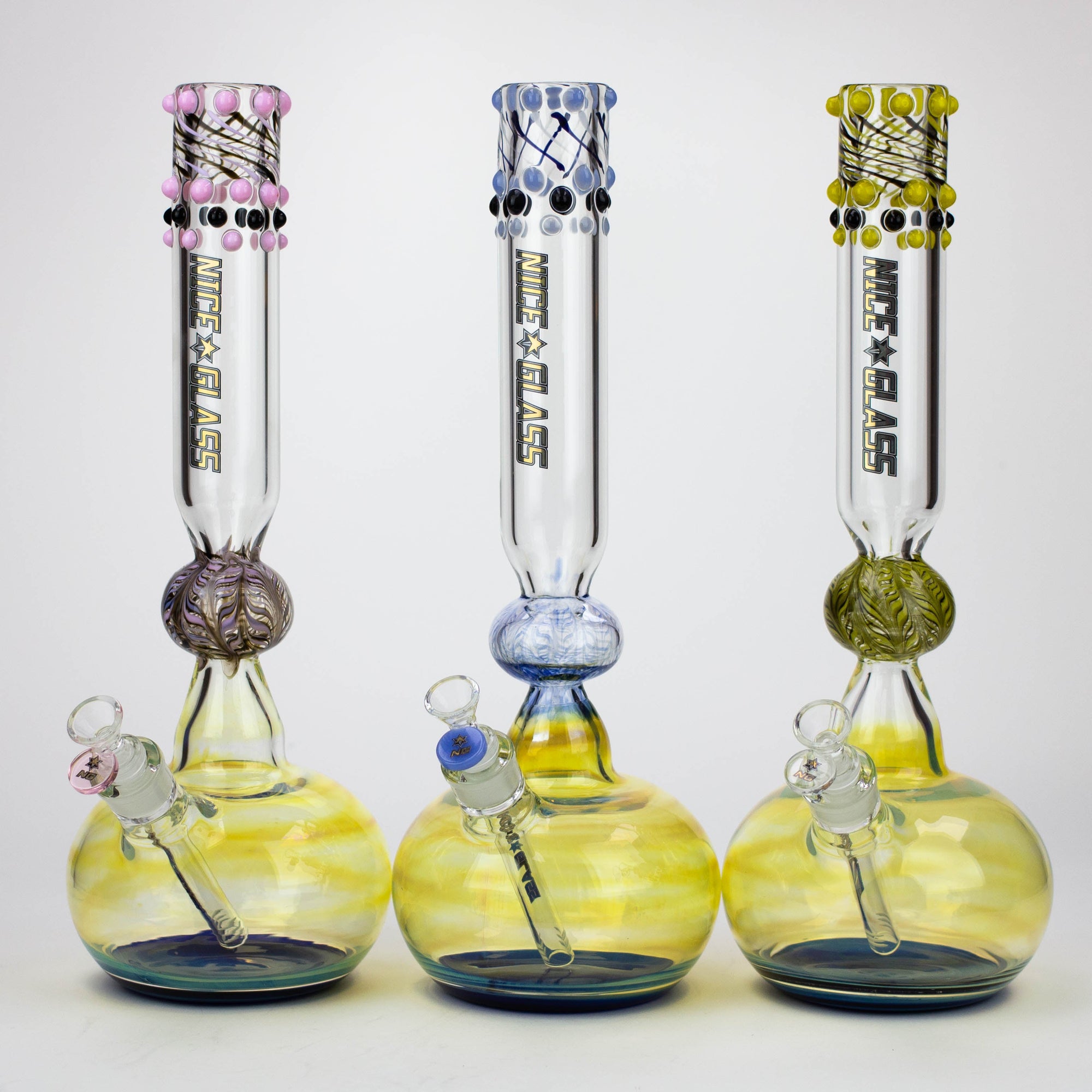 17 inch Dotted and Fumed Round Base Beaker Bong_0