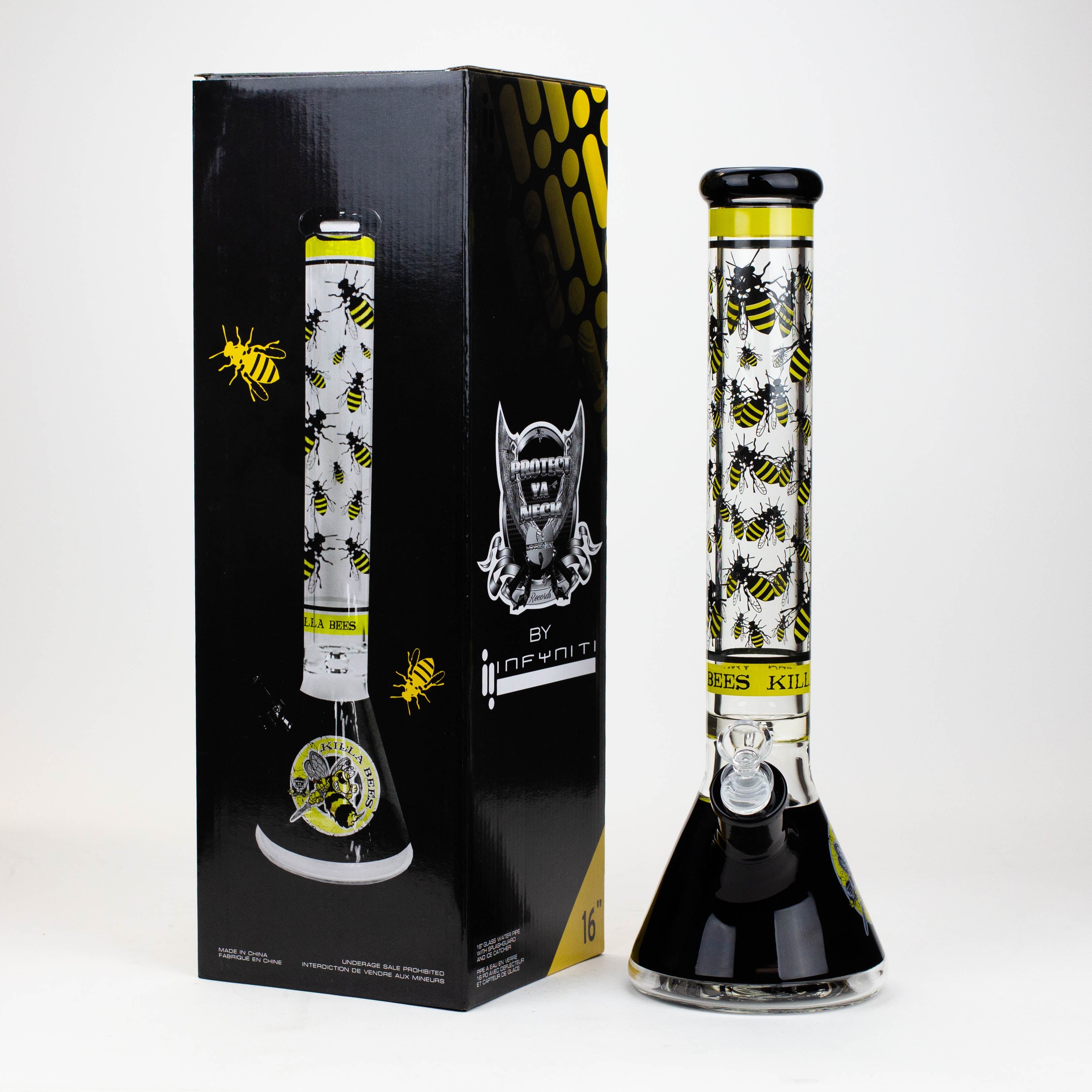 PROTECT YA NECK-15.5&quot;  7 mm Glass water bong by Infyniti [Killa Bees]_2