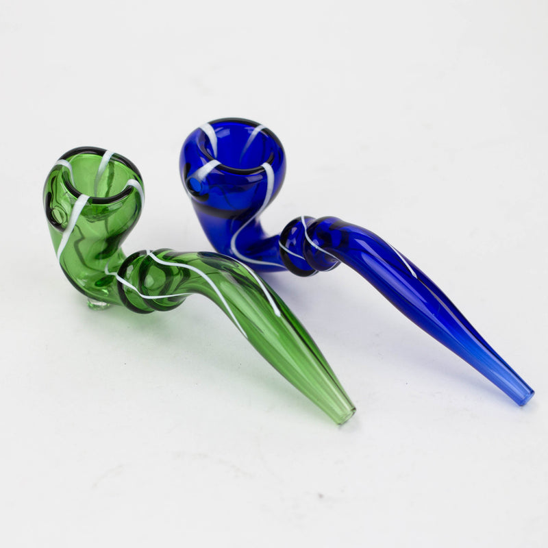 Sherlock shape color glass hand pipe pack of 2_0