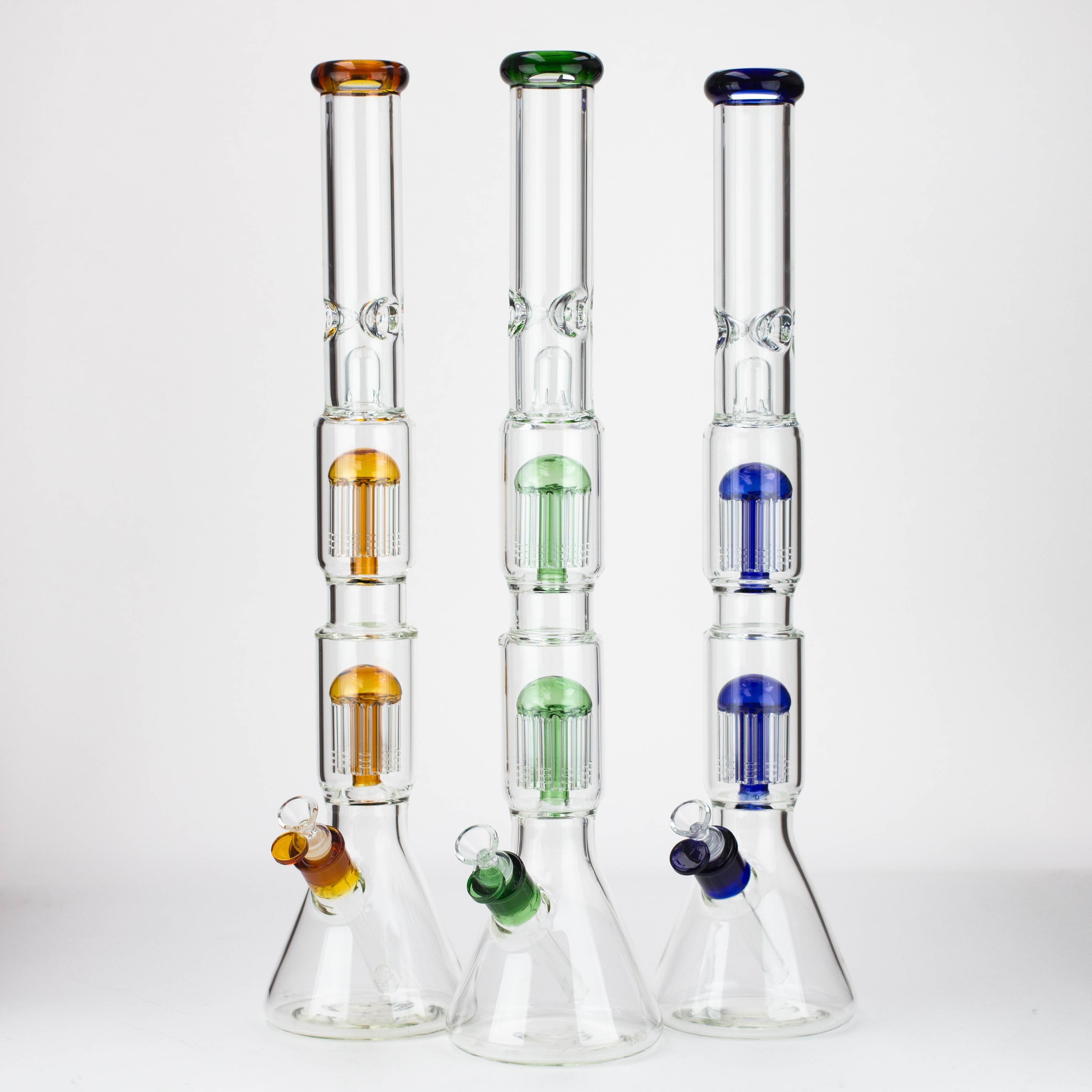 24.5&quot; Dual 8 arms perc, with splash guard 7mm glass water bong [G11124]_0