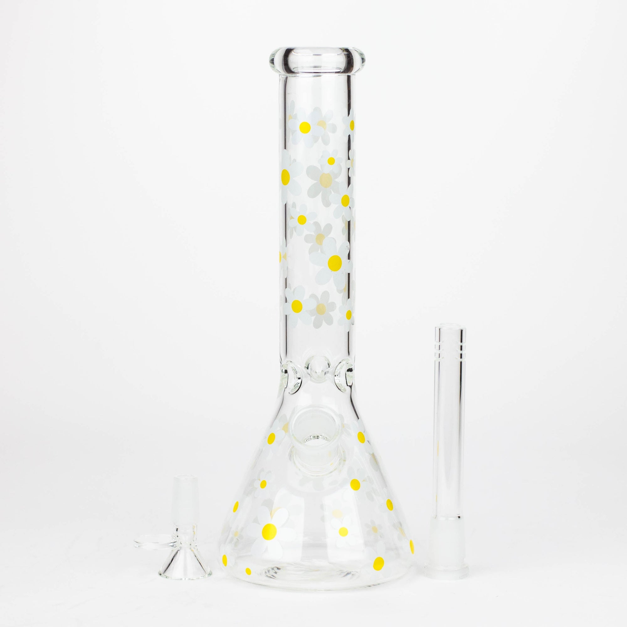 10" Glass Bong With Daisy Design_6