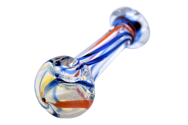 3" Colorful Line Glass Bowl Pipe - INHALCO