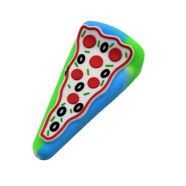 4" Pizza Slice Silicone Pipe With Glass Bowl