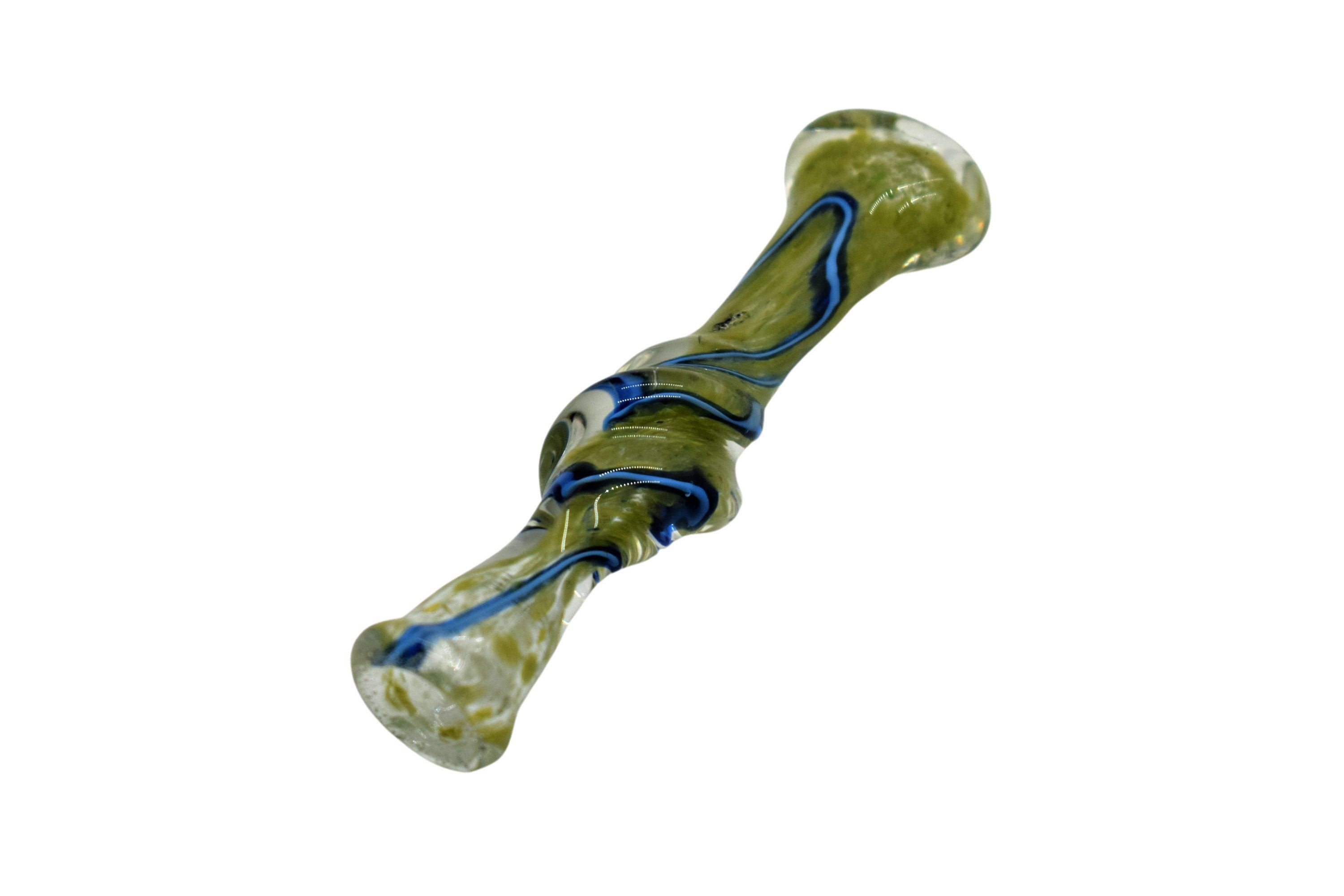 Frit Twisted Chillum Glass Pipe - INHALCO