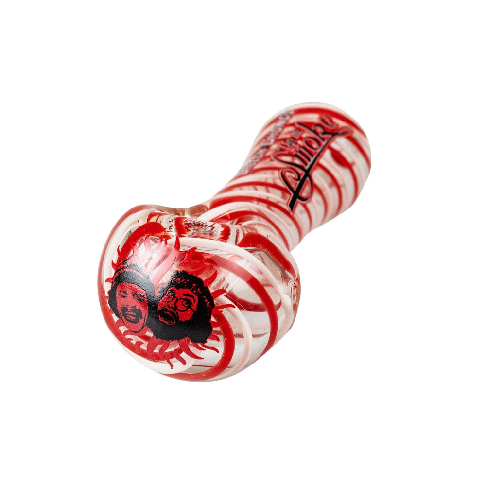 Cheech &amp; Chong Hand Glass 40th Anniversary Glass Spoon Pipe red