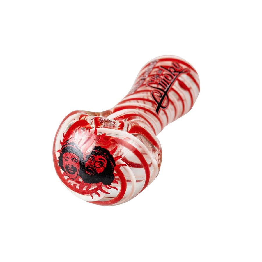 Cheech & Chong Hand Glass 40th Anniversary Glass Spoon Pipe red