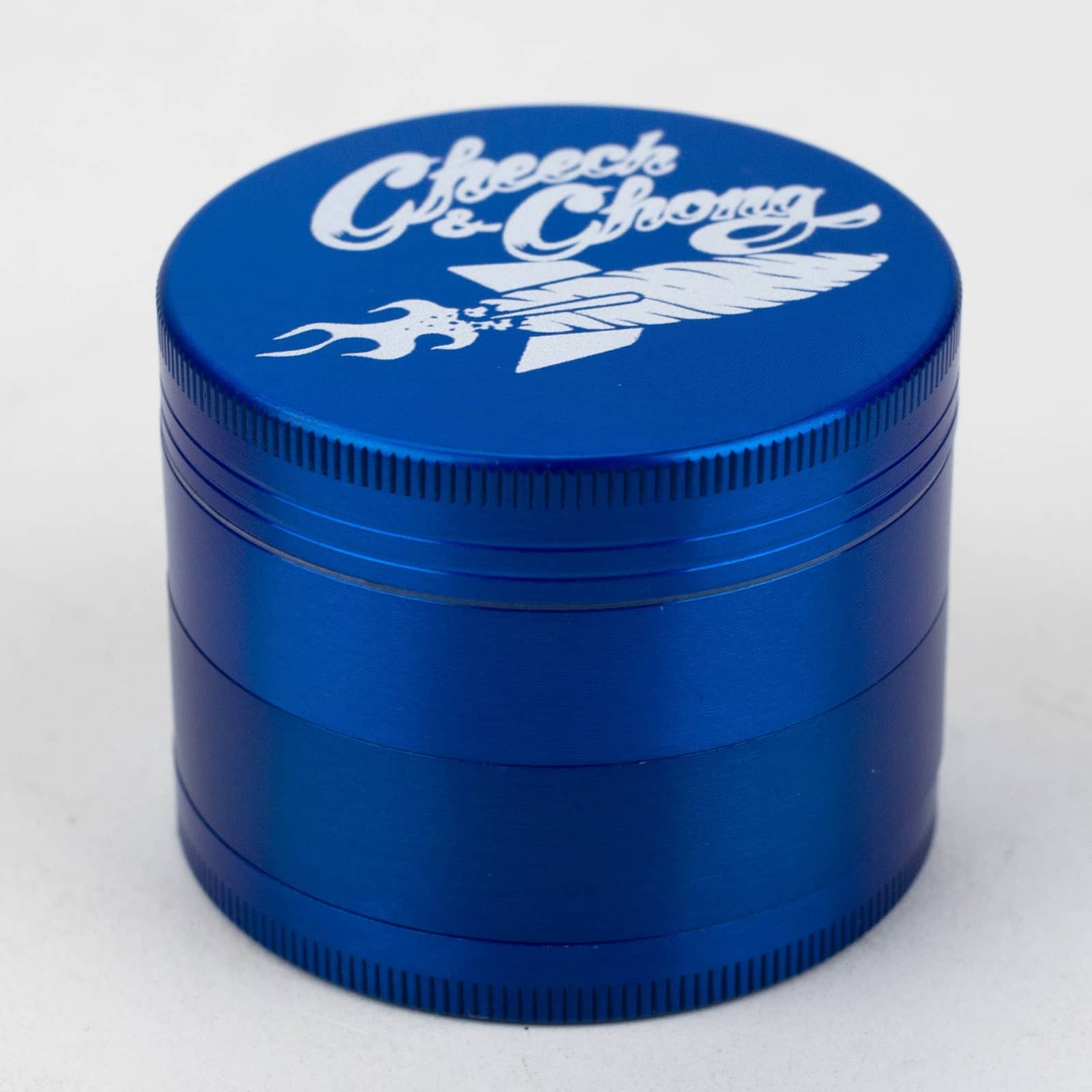 Cheech and Chong 4 Parts Metal Grinder blue up in somke