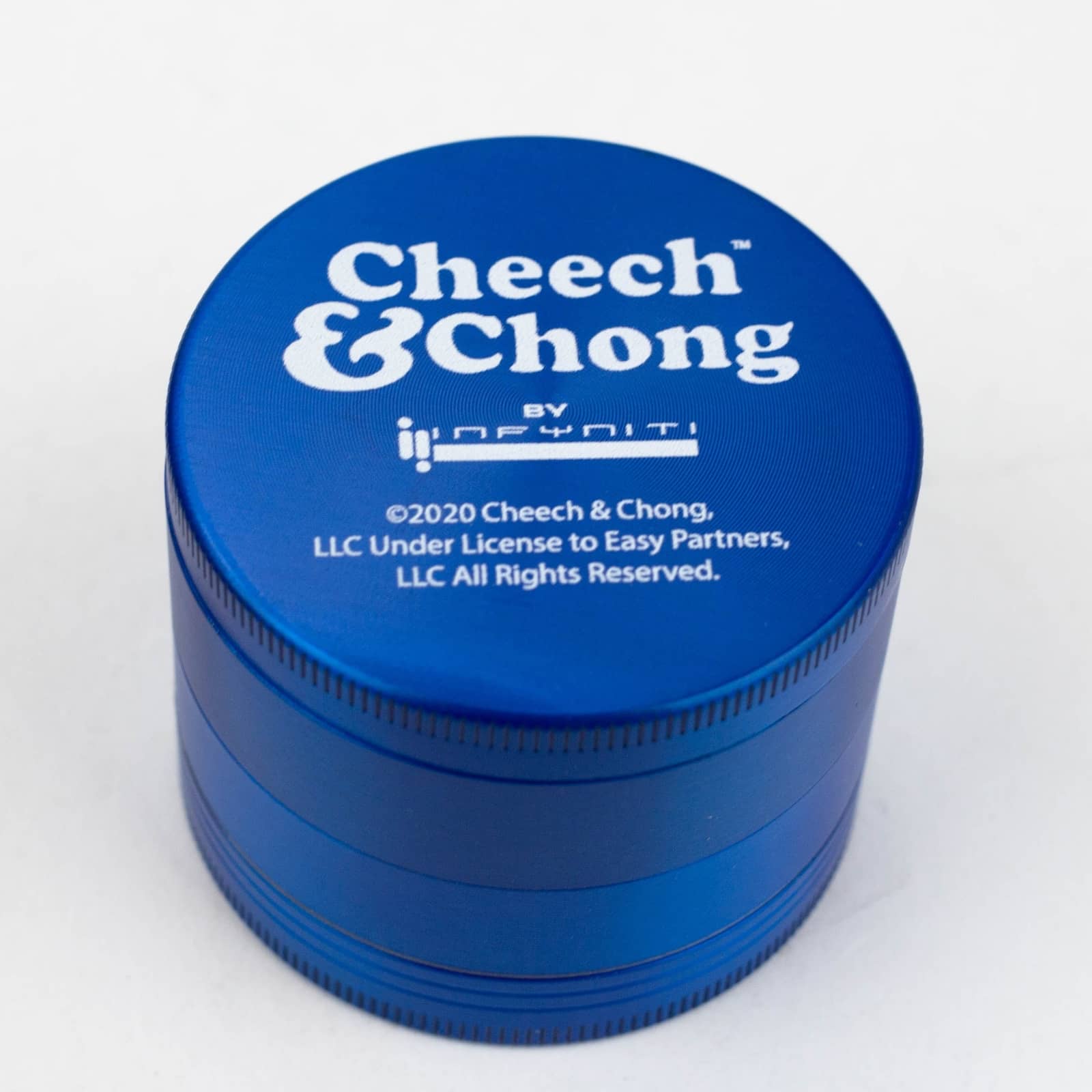 Cheech and Chong 4 Parts Metal Grinder blue up in somke