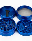 Cheech and Chong Metal Grinder blue 4 part up in somke