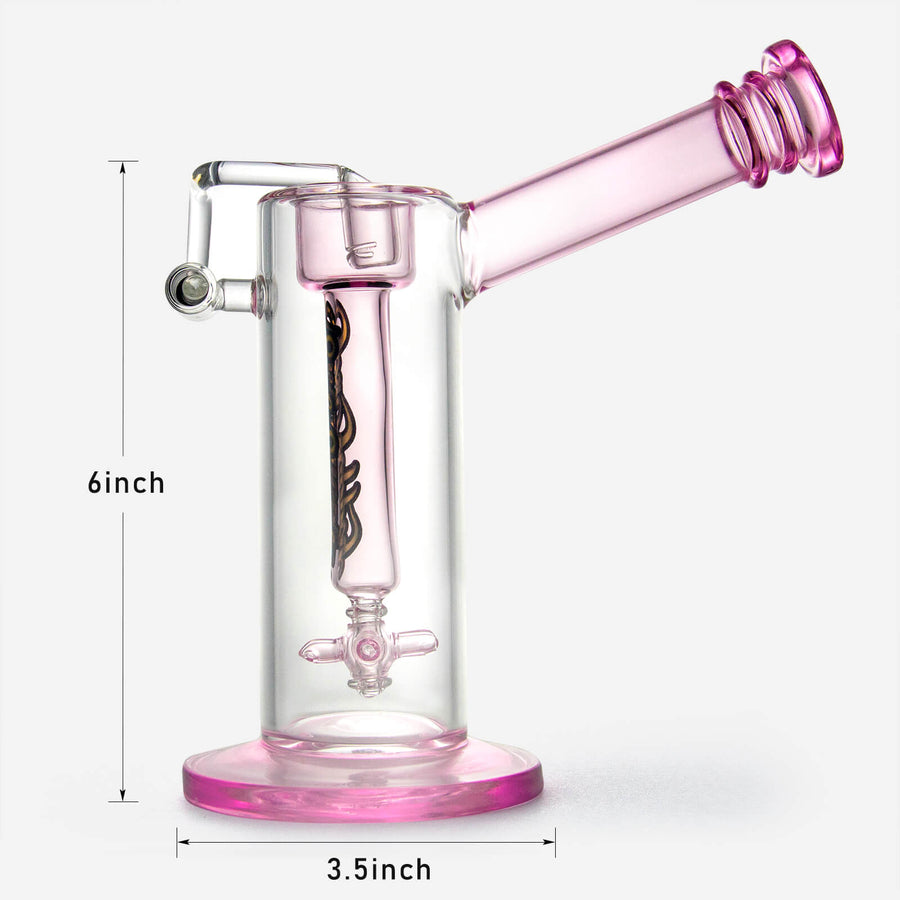 Hephaestus Glass Bubbler Swing Arm Bucket Pink - INHALCO