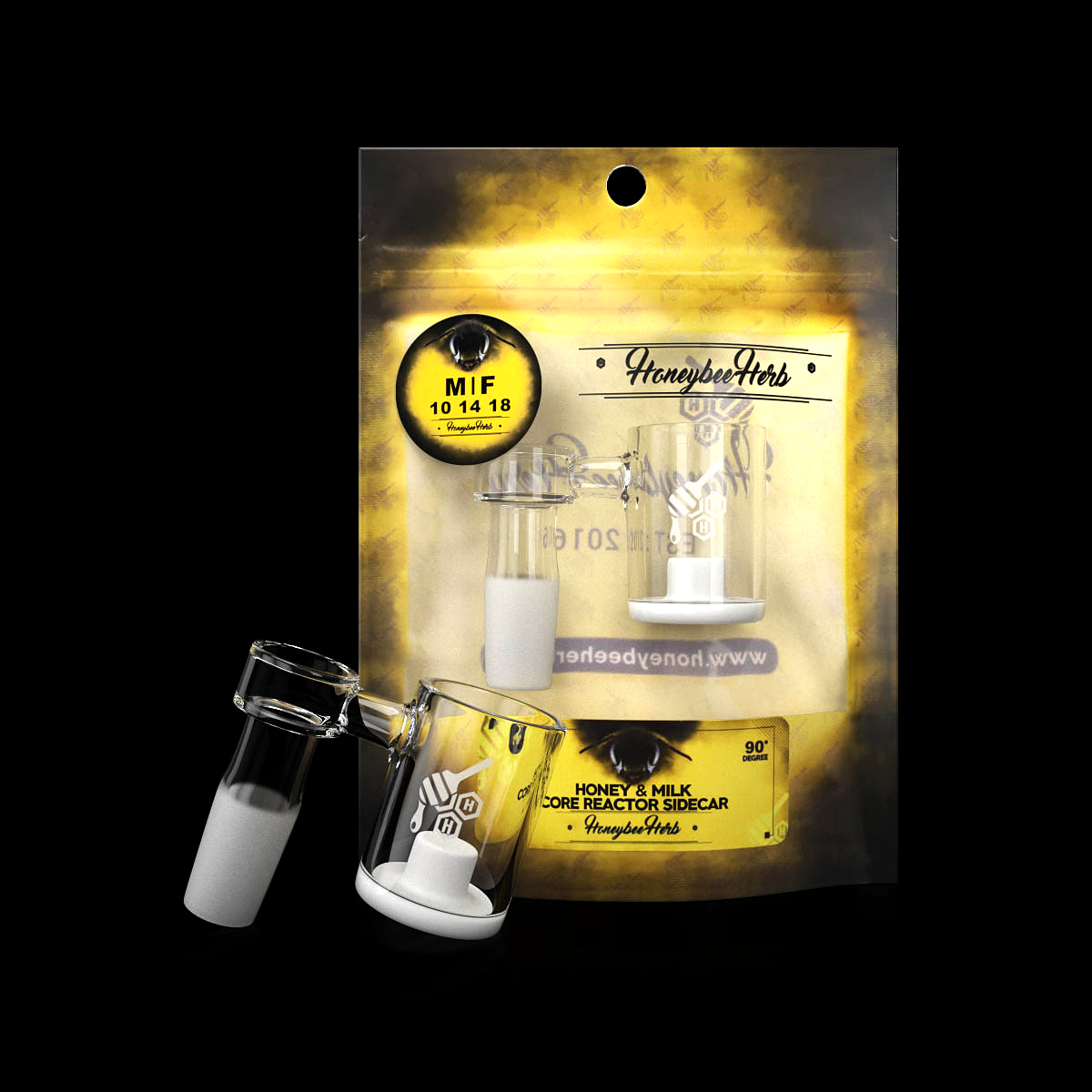 Honeybee Herb - HONEY &amp; MILK CORE REACTOR SIDECAR QUARTZ BANGER - 90° DEGREE | YL_1