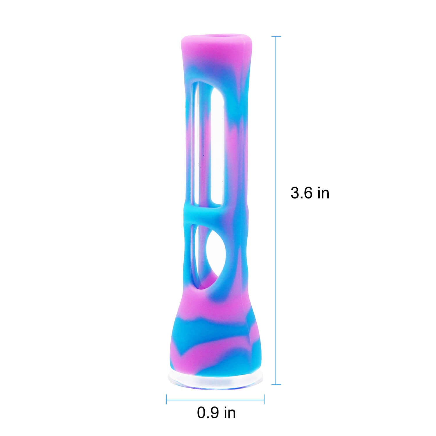 One Hitter Silicone Pipe Blue &amp; Pink - INHALCO