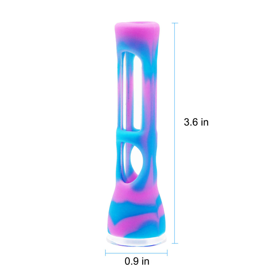 One Hitter Silicone Pipe Blue & Pink - INHALCO