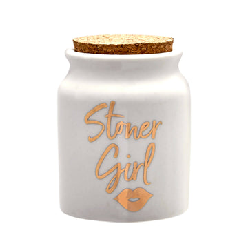 STONER GIRL STASH JAR - WHITE WITH GOLD LETTERS_0