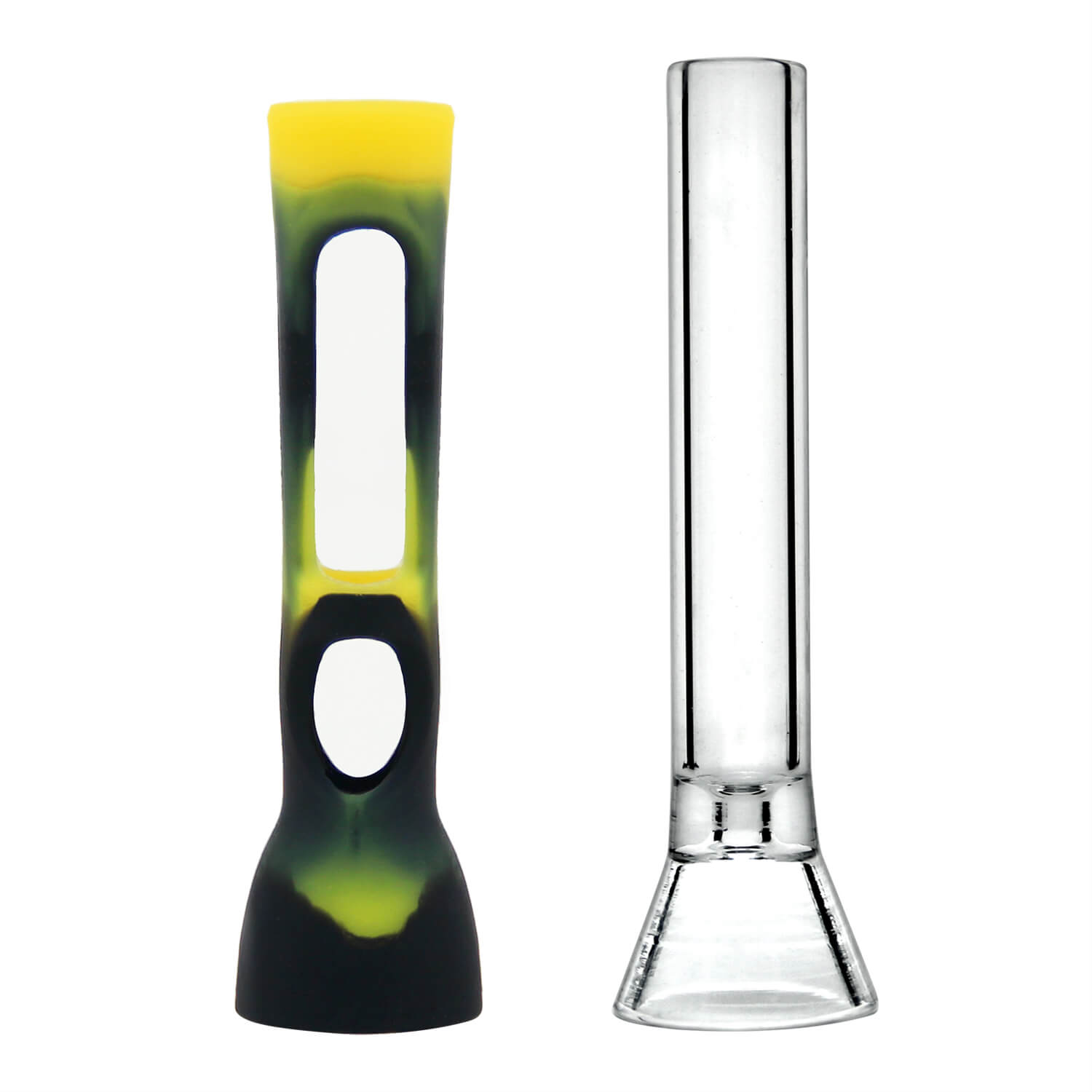 One Hitter Silicone Pipe Black &amp; Yellow - INHALCO