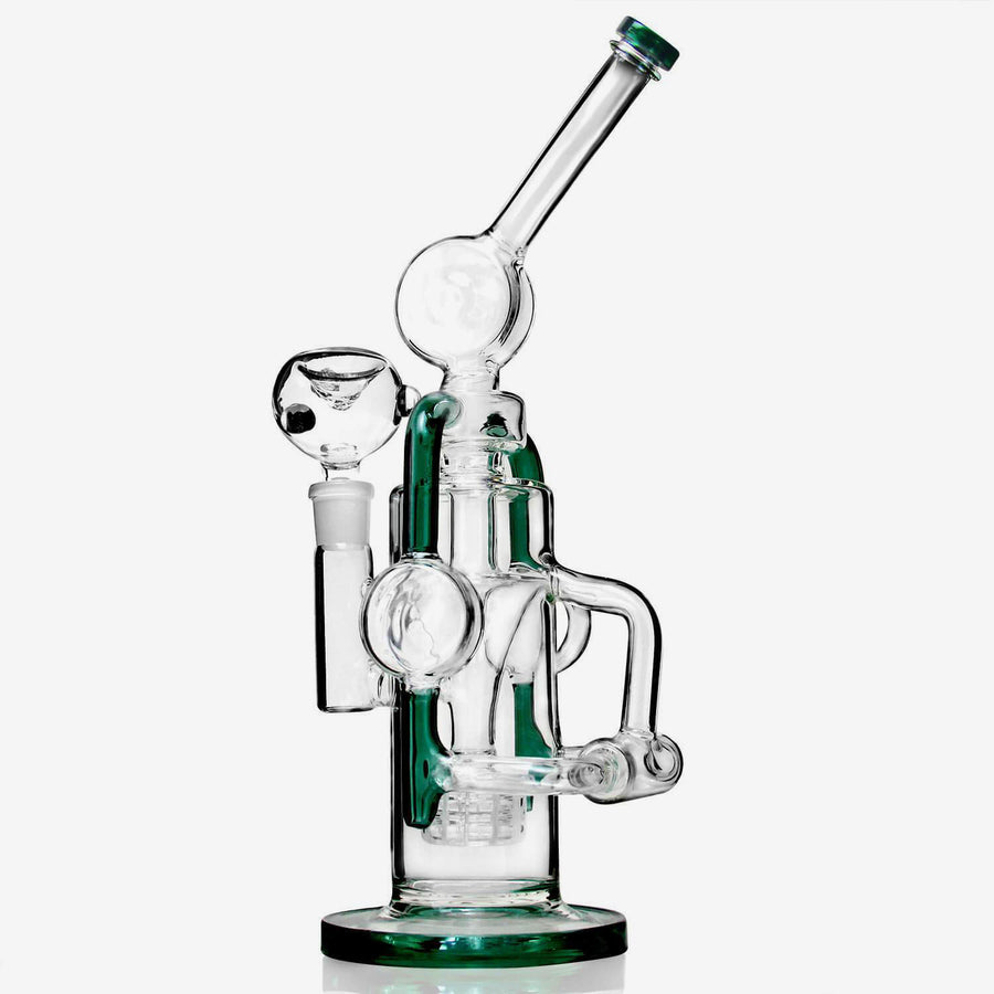 Double Recycler Glass Bong 13″ - INHALCO