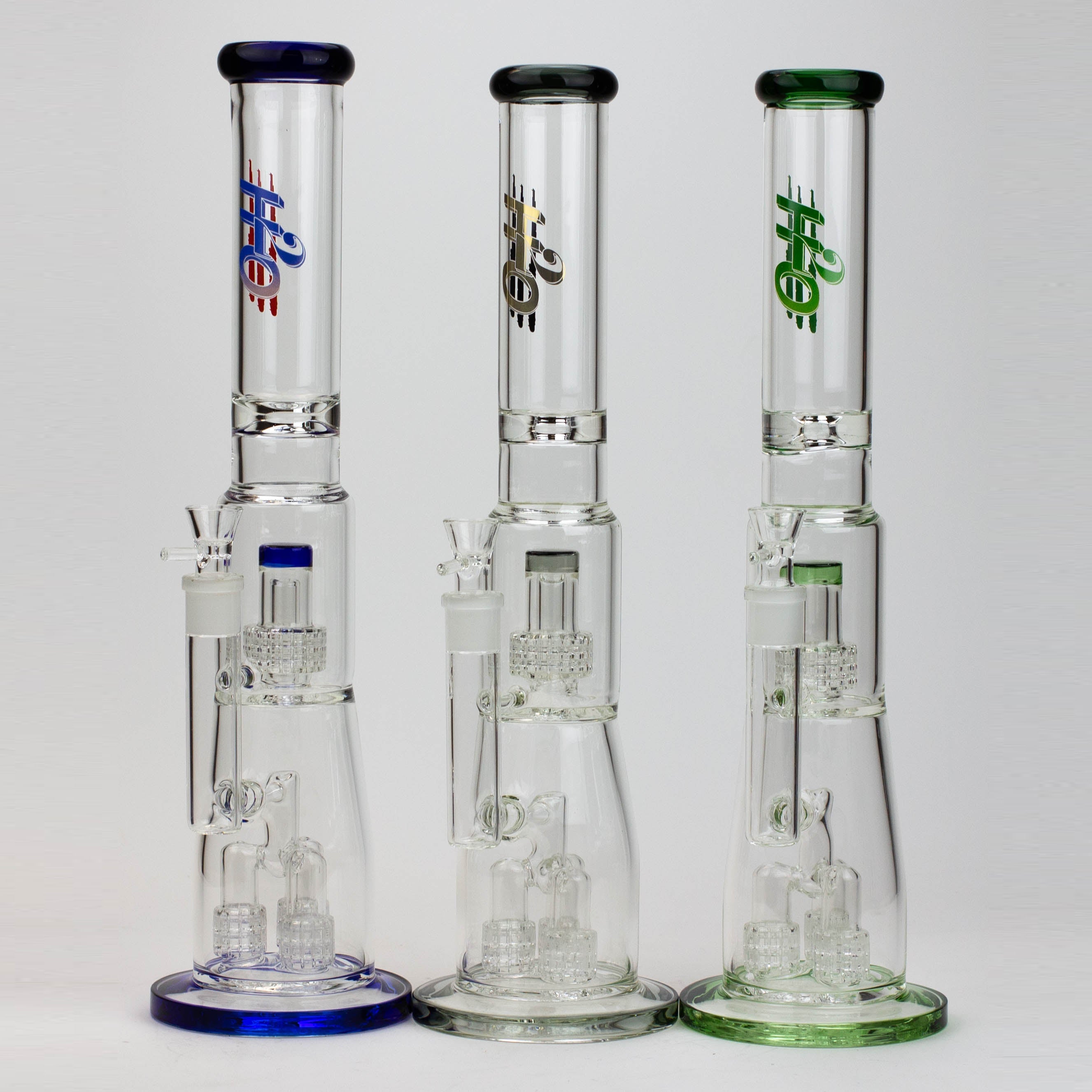 17.5&quot; H2O glass water bong with shower head percolator [H2O-5003]_0