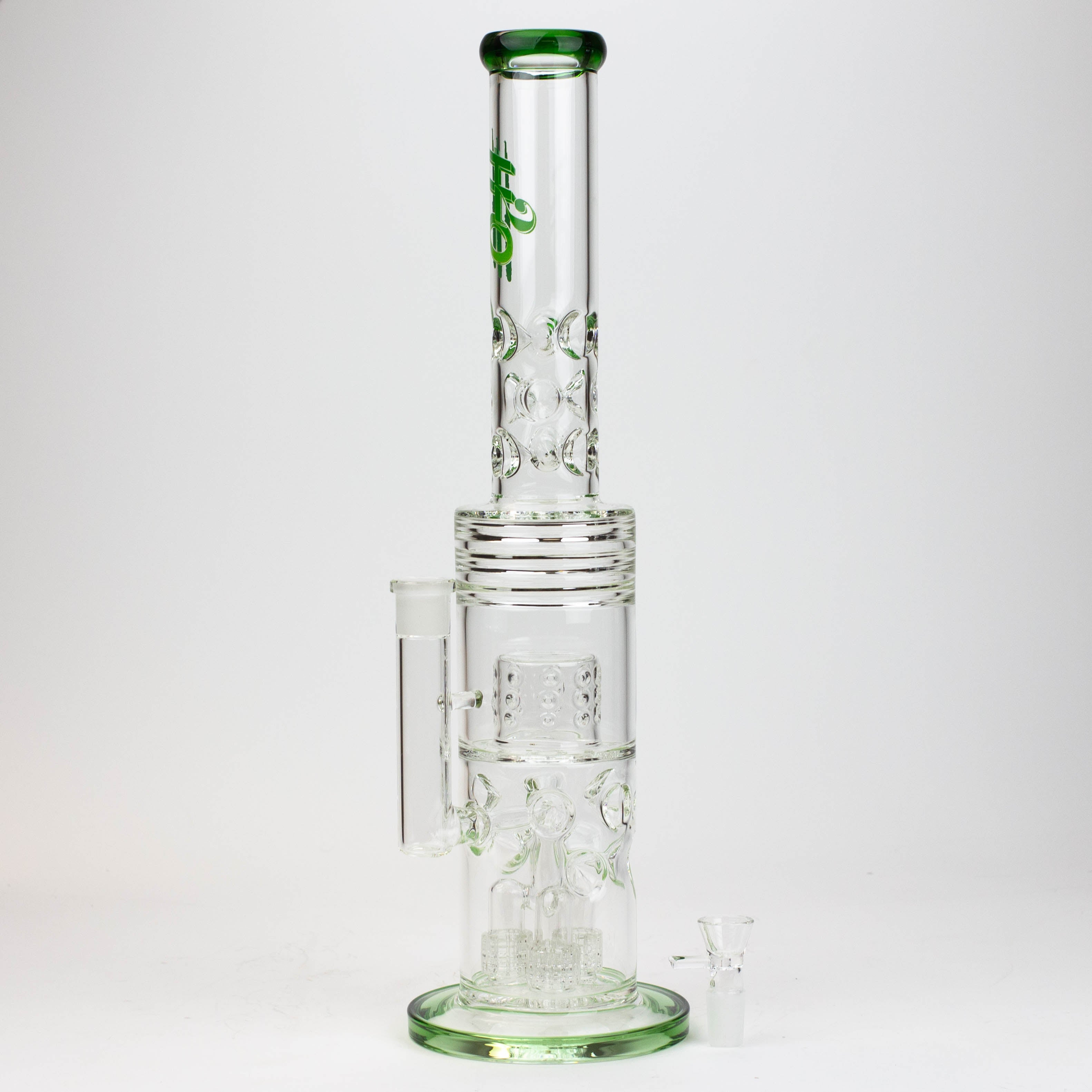 18&quot; H2O glass water bong with thriple mini shower head diffuser [H2O-5007]_3