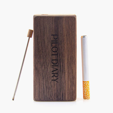 Wooden Dugout Slide Lid with Cigarette Bat - INHALCO