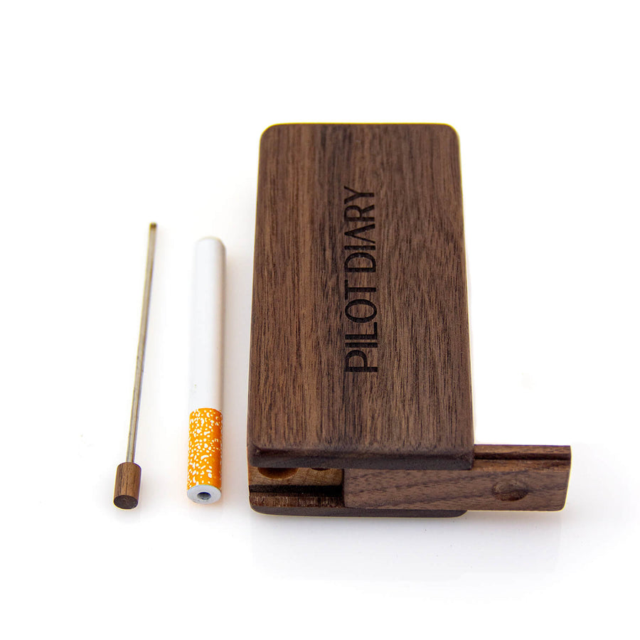 Wooden Dugout Slide Lid with Cigarette Bat - INHALCO